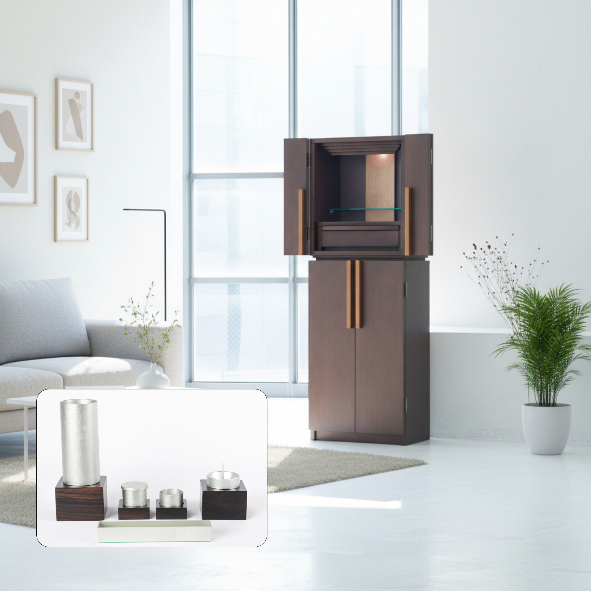 おぶつだん 『かなで』台付 ブラウン - 株式会社 お仏壇 手と手