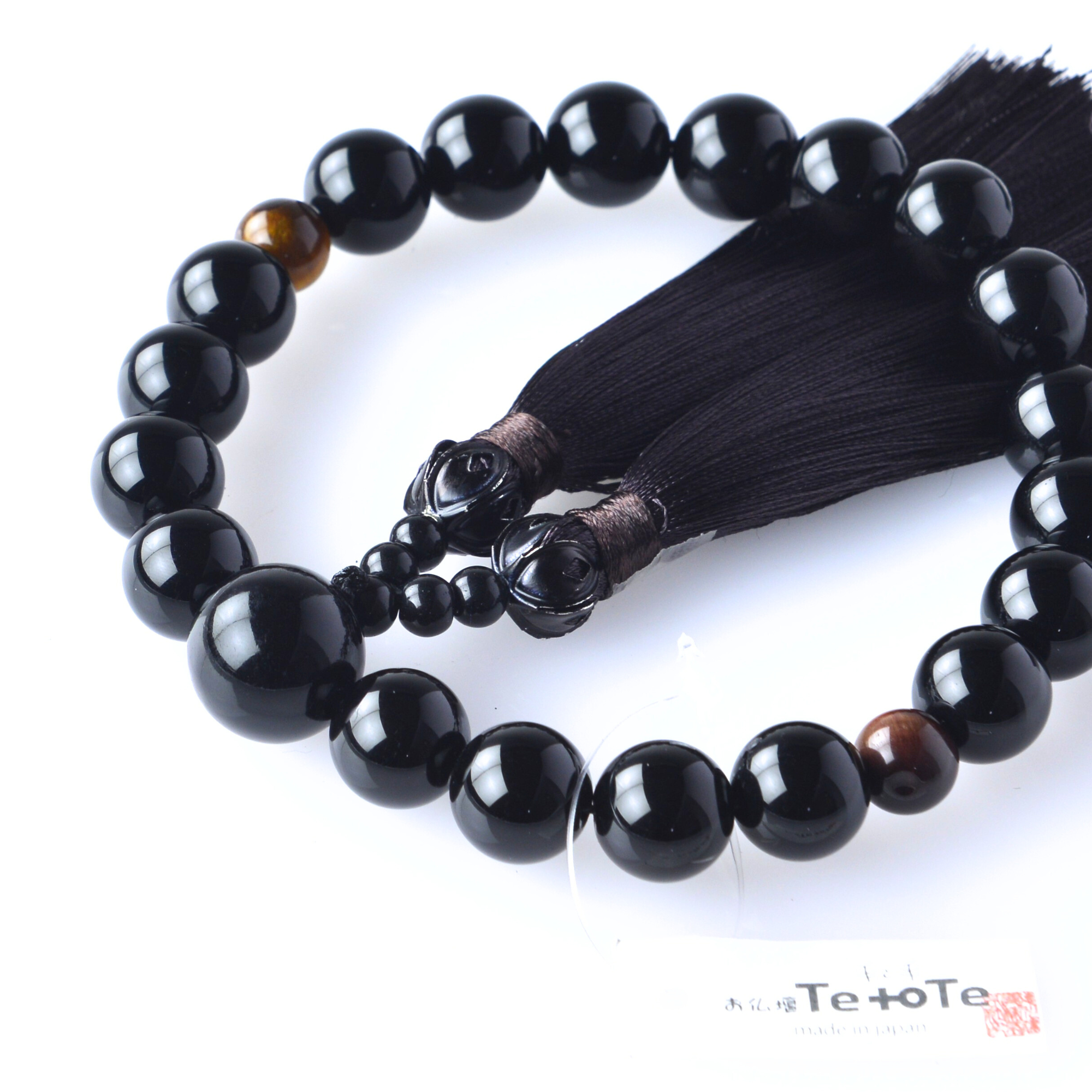 ブラックオニキス 男性用 数珠ケース付 - 株式会社 お仏壇 手と手