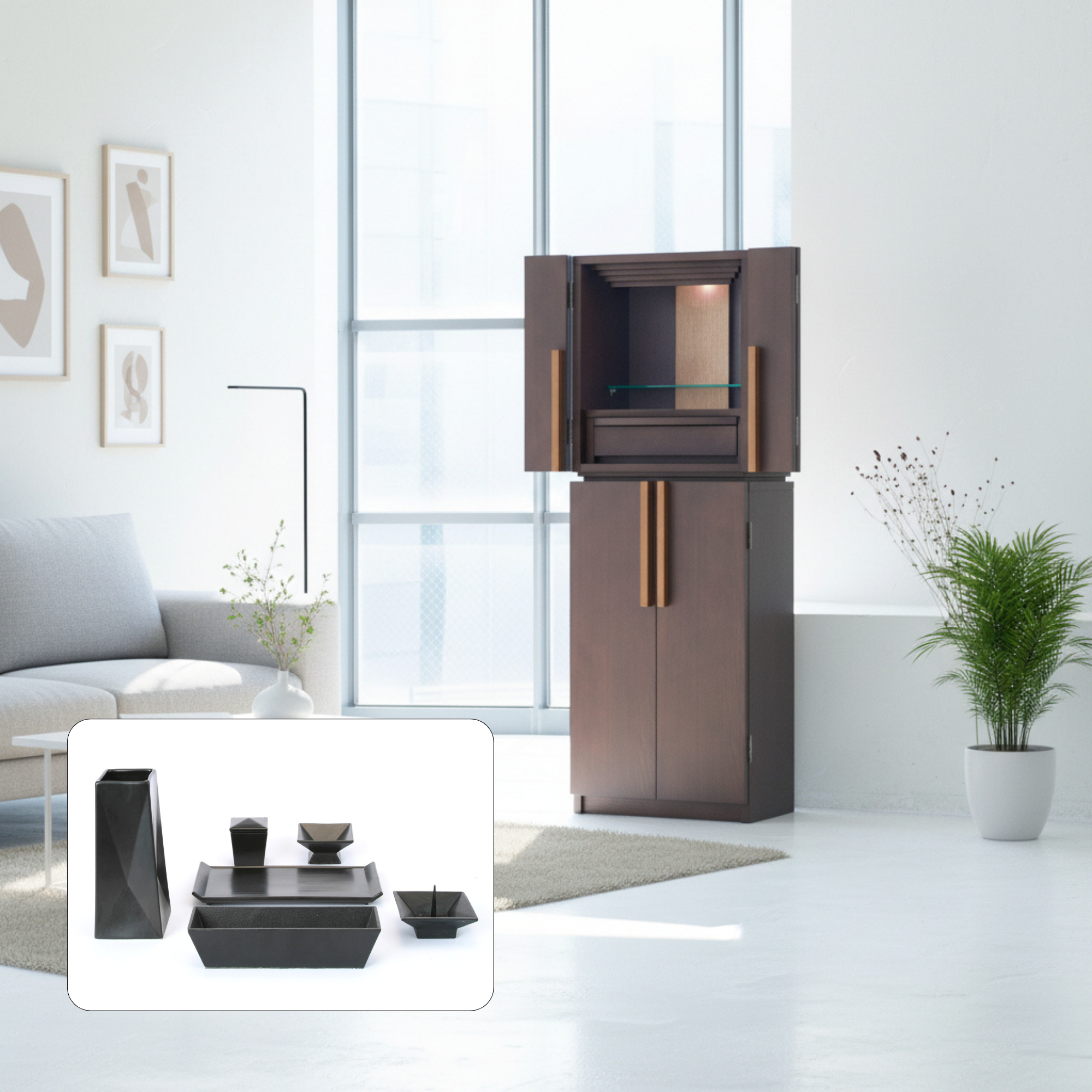 おぶつだん 『かなで』台付 ブラウン - 株式会社 お仏壇 手と手