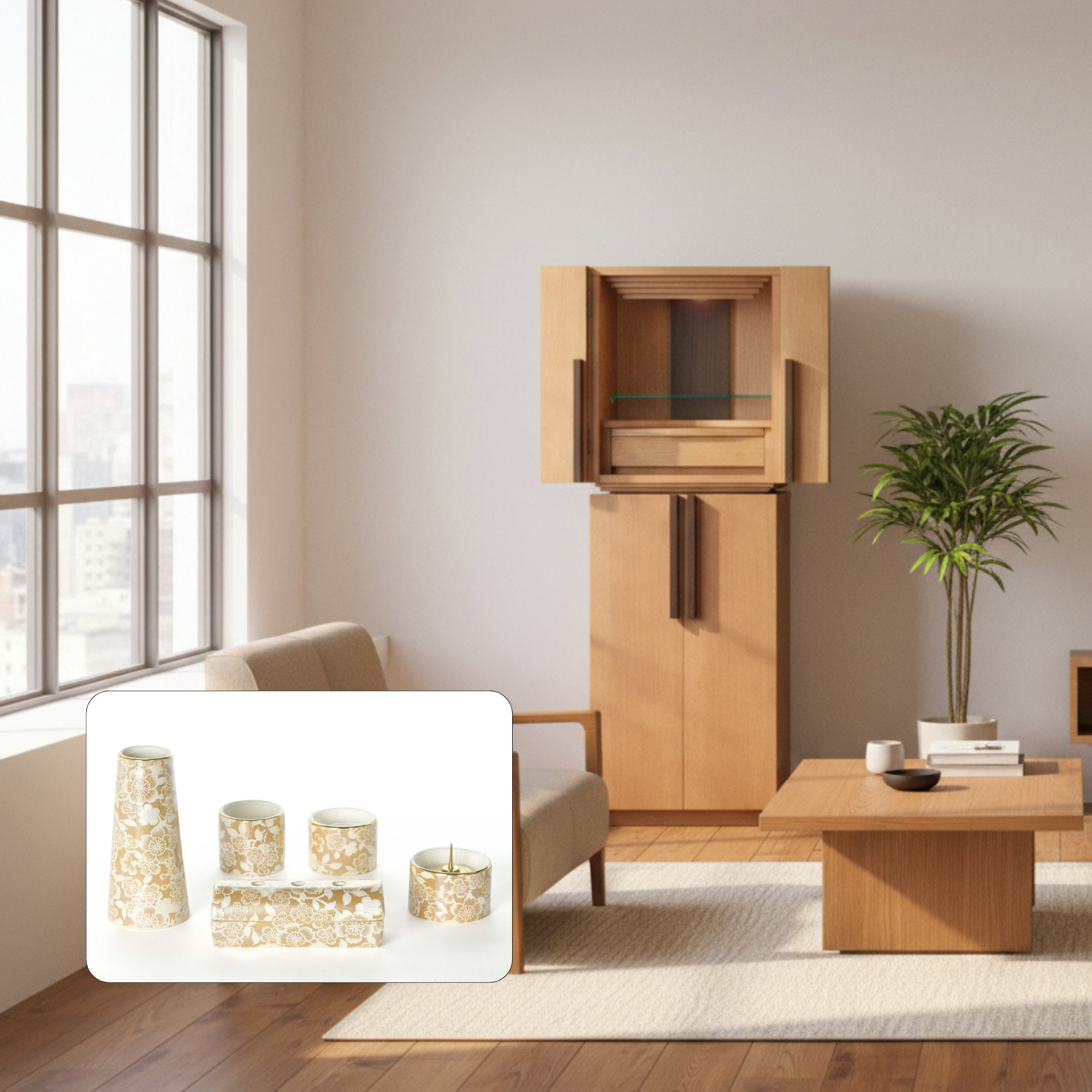 おぶつだん 『かなで』台付 ナチュラル