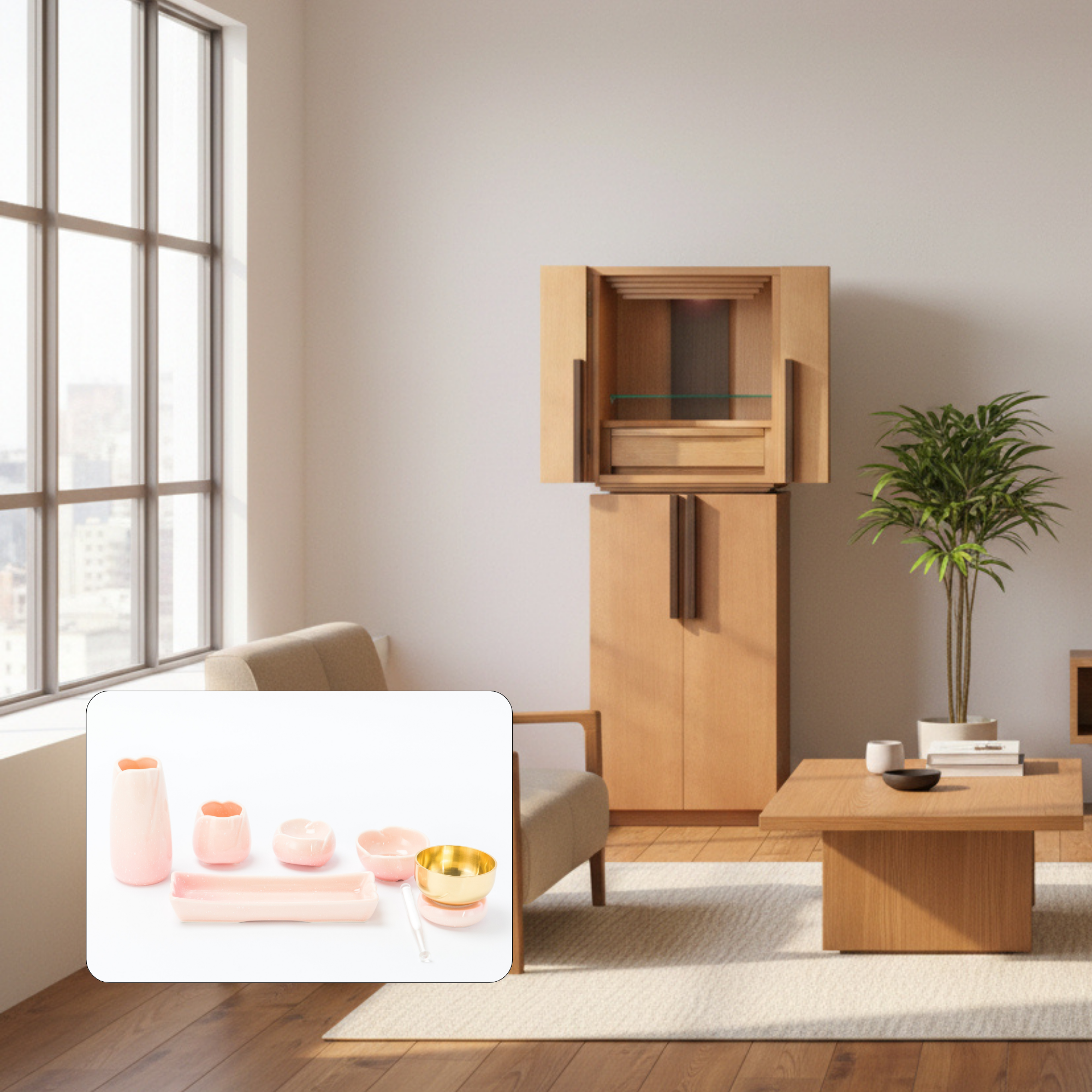 おぶつだん 『かなで』台付 ナチュラル