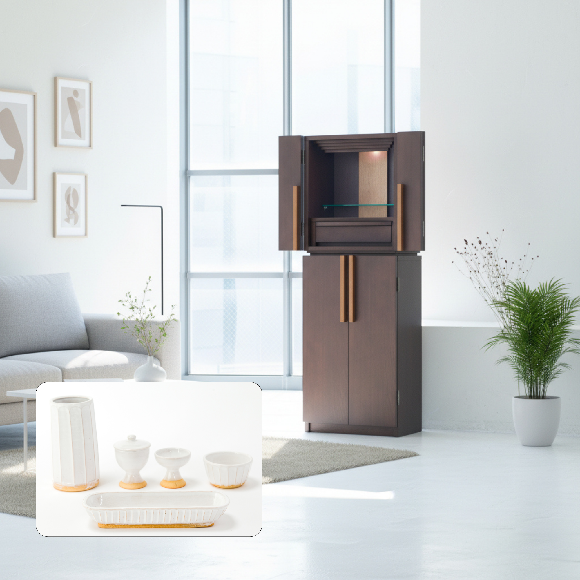 おぶつだん 『かなで』台付 ブラウン - 株式会社 お仏壇 手と手