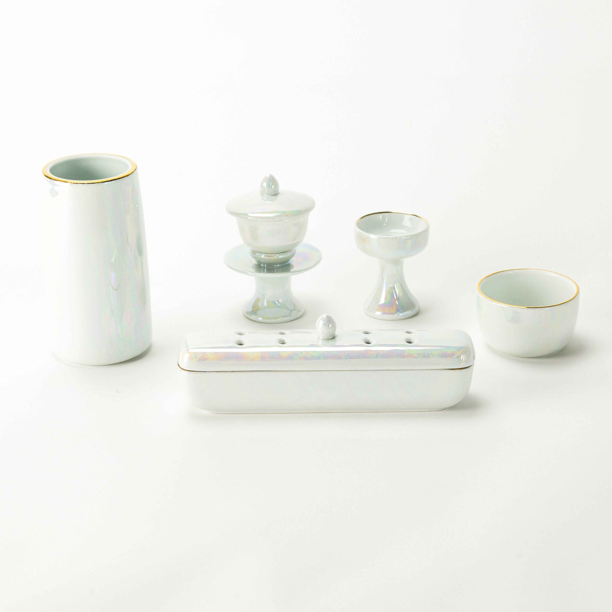 手元供養用 三具足セット 陶器有田焼 パール
