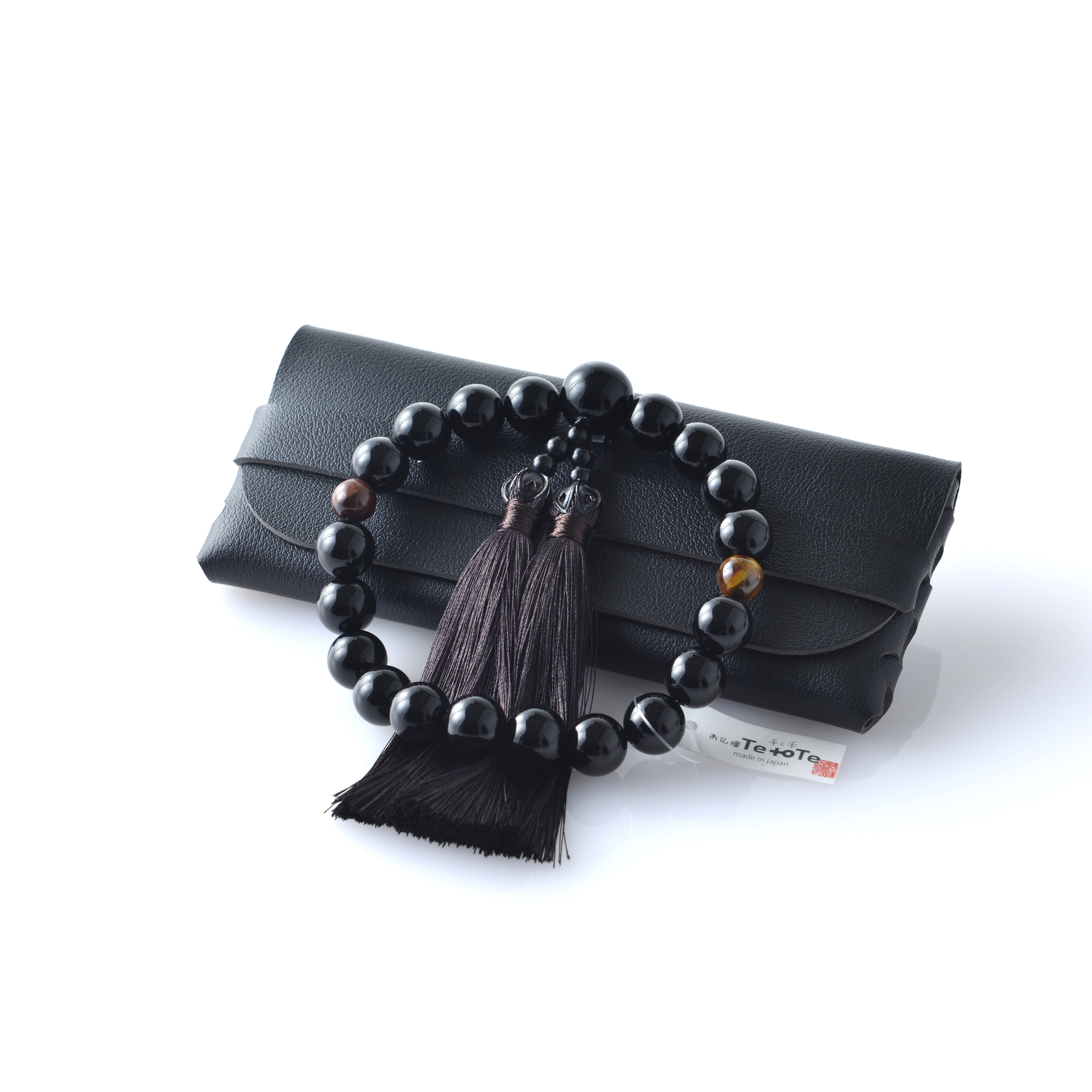 ブラックオニキス 男性用 数珠ケース付