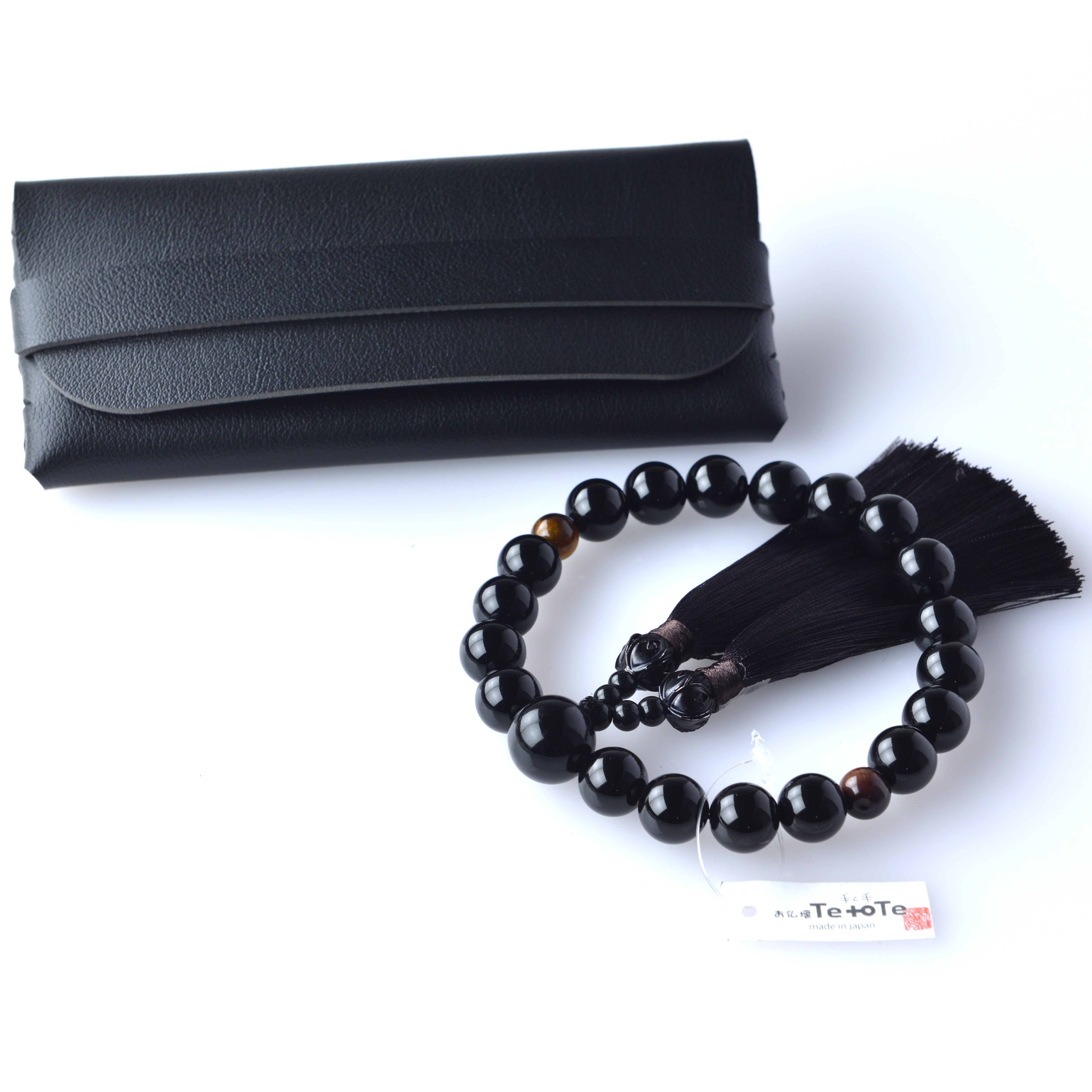 ブラックオニキス 男性用 数珠ケース付