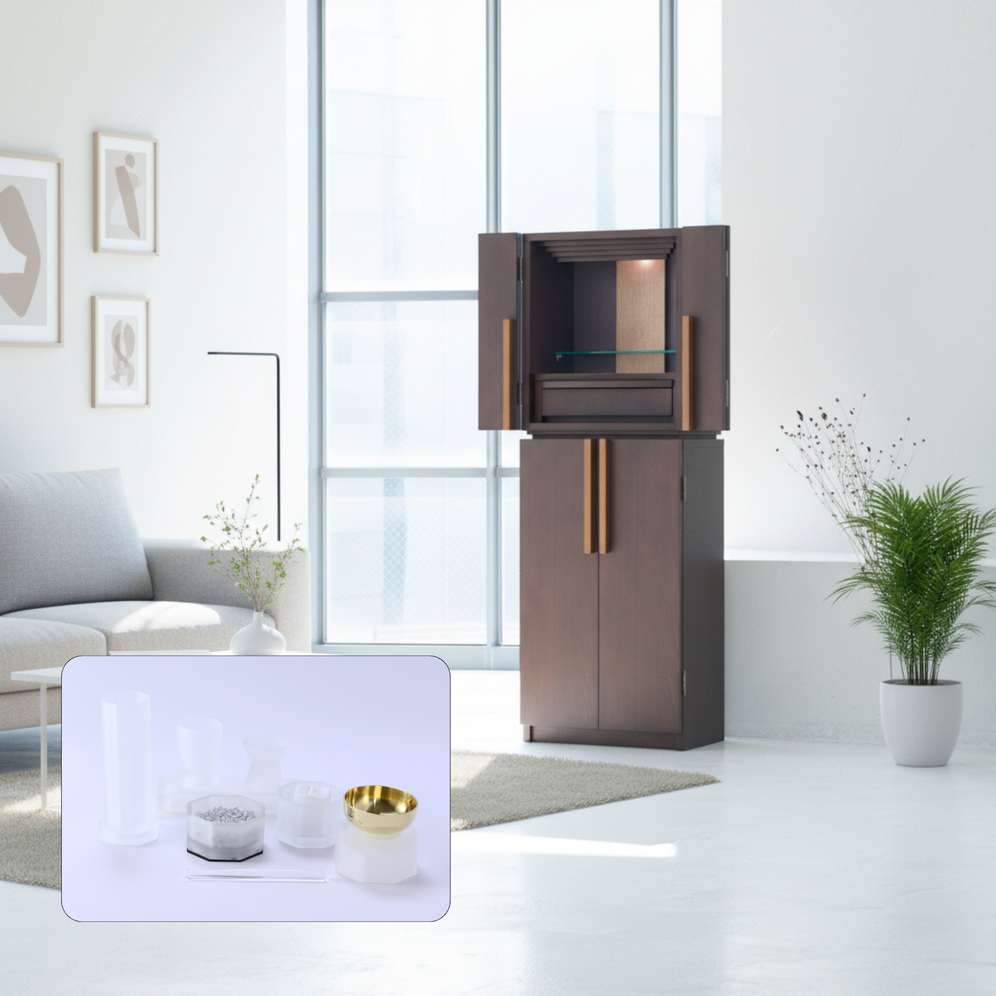 おぶつだん 『かなで』台付 ブラウン