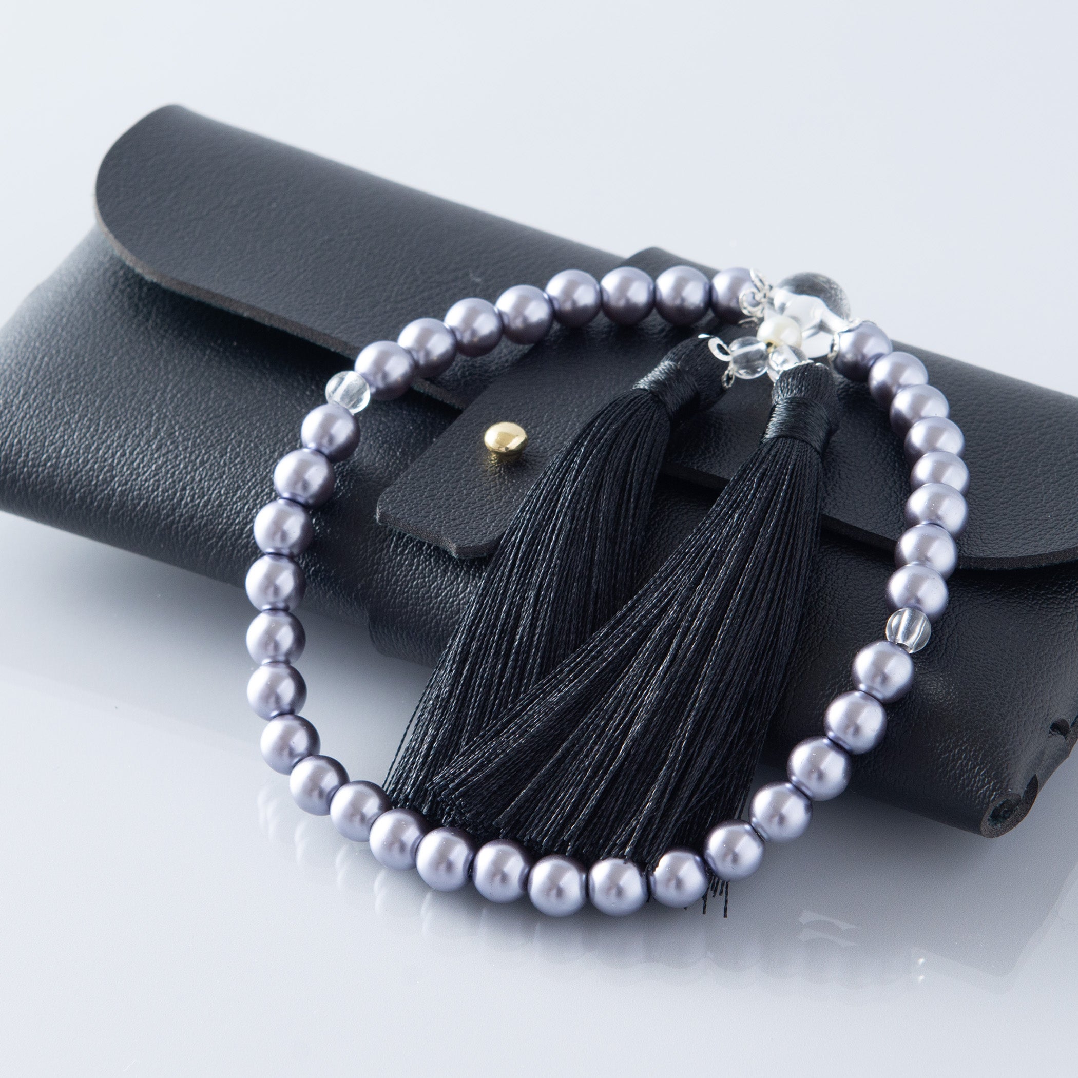 華すずか ブラック貝パール 本水晶 ヴェルベットシルク房