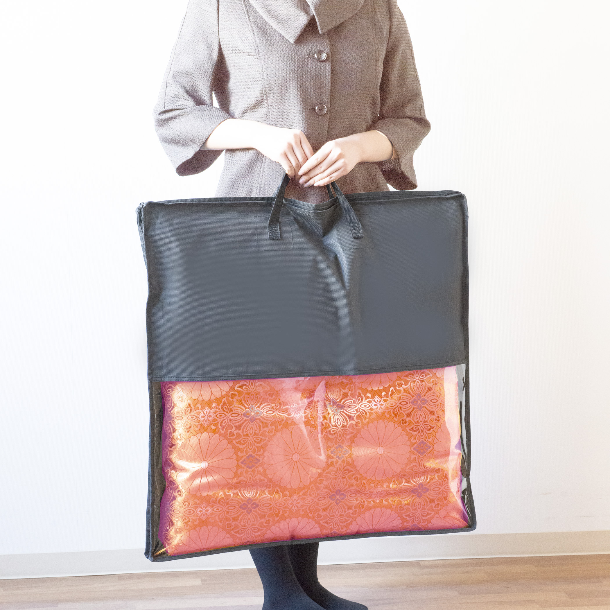 お仏壇 手と手 織り込み座布団 赤