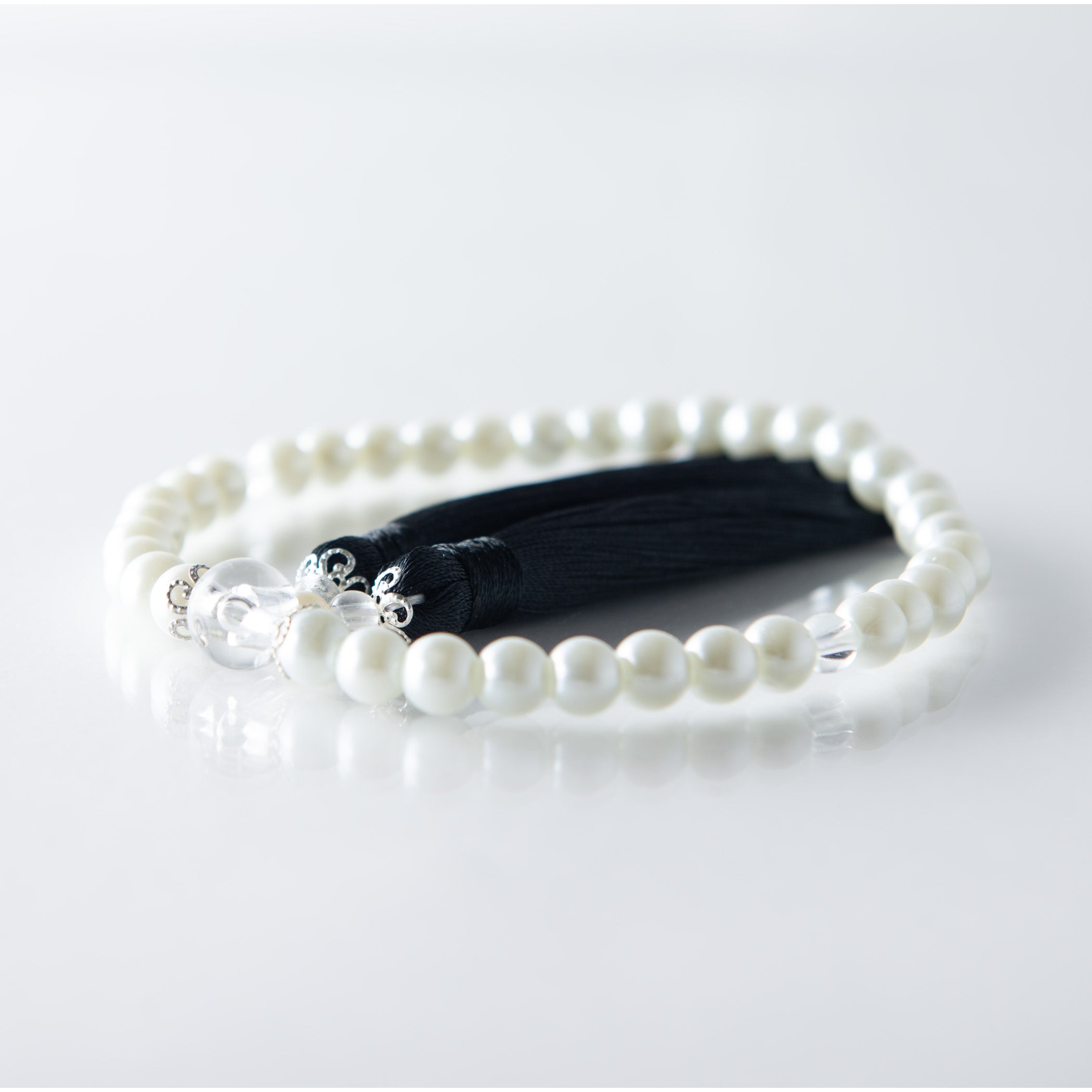 華すずか ホワイト貝パール 本水晶 ヴェルベットシルク房