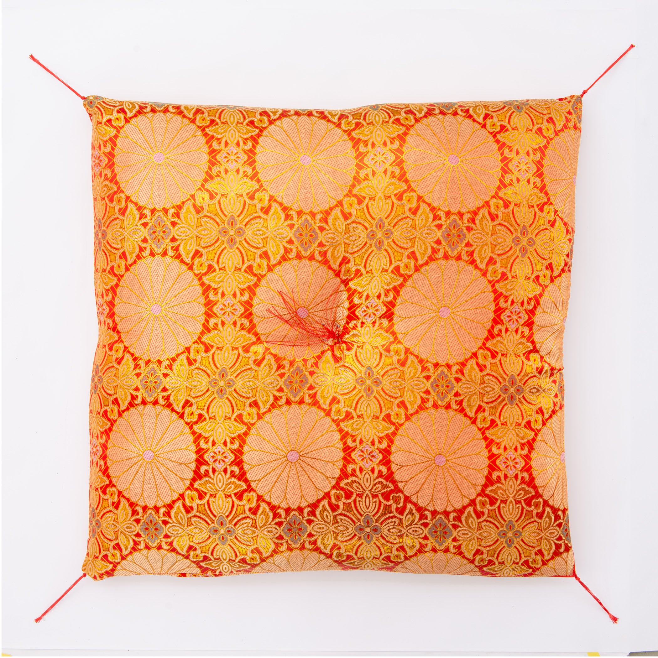 お仏壇 手と手 織り込み座布団 赤