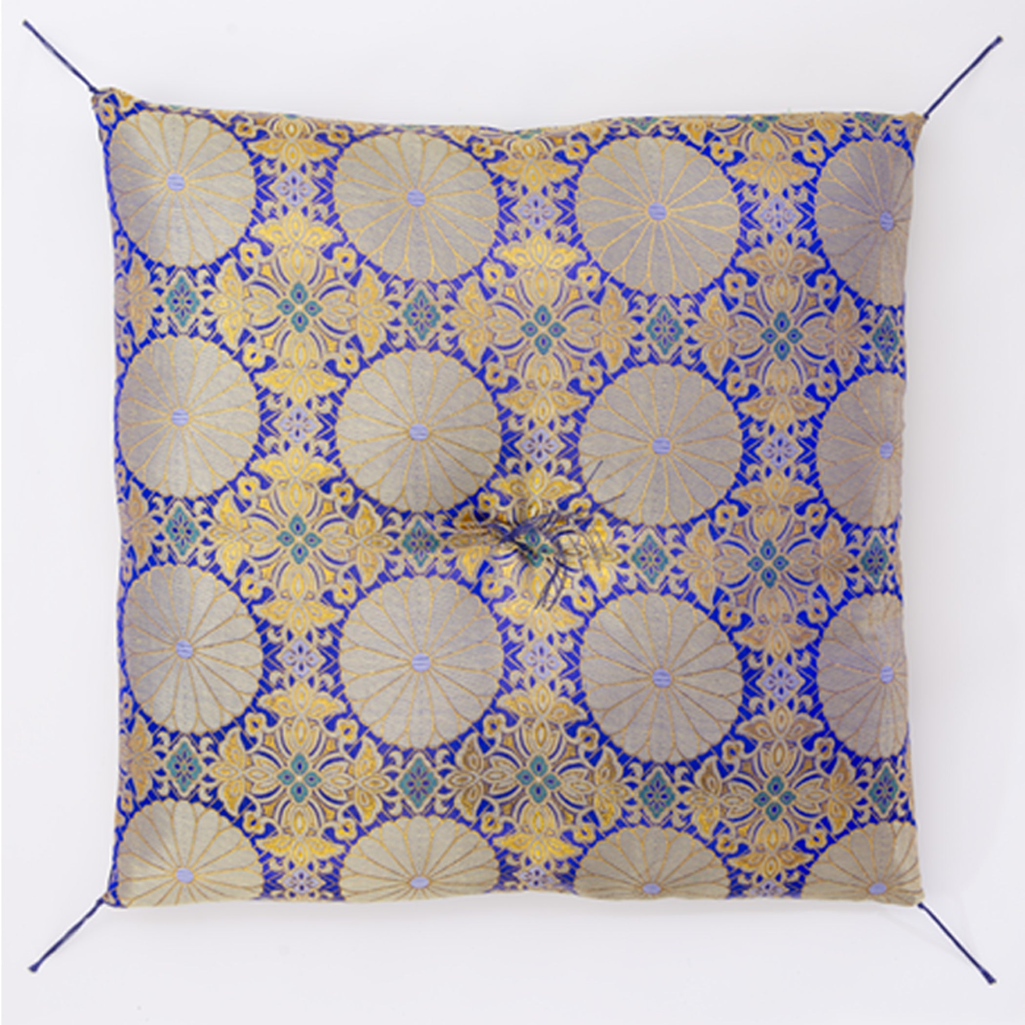 お仏壇 手と手 織り込み座布団 青