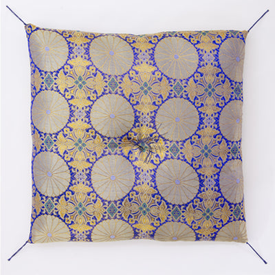 お仏壇 手と手 織り込み座布団 青