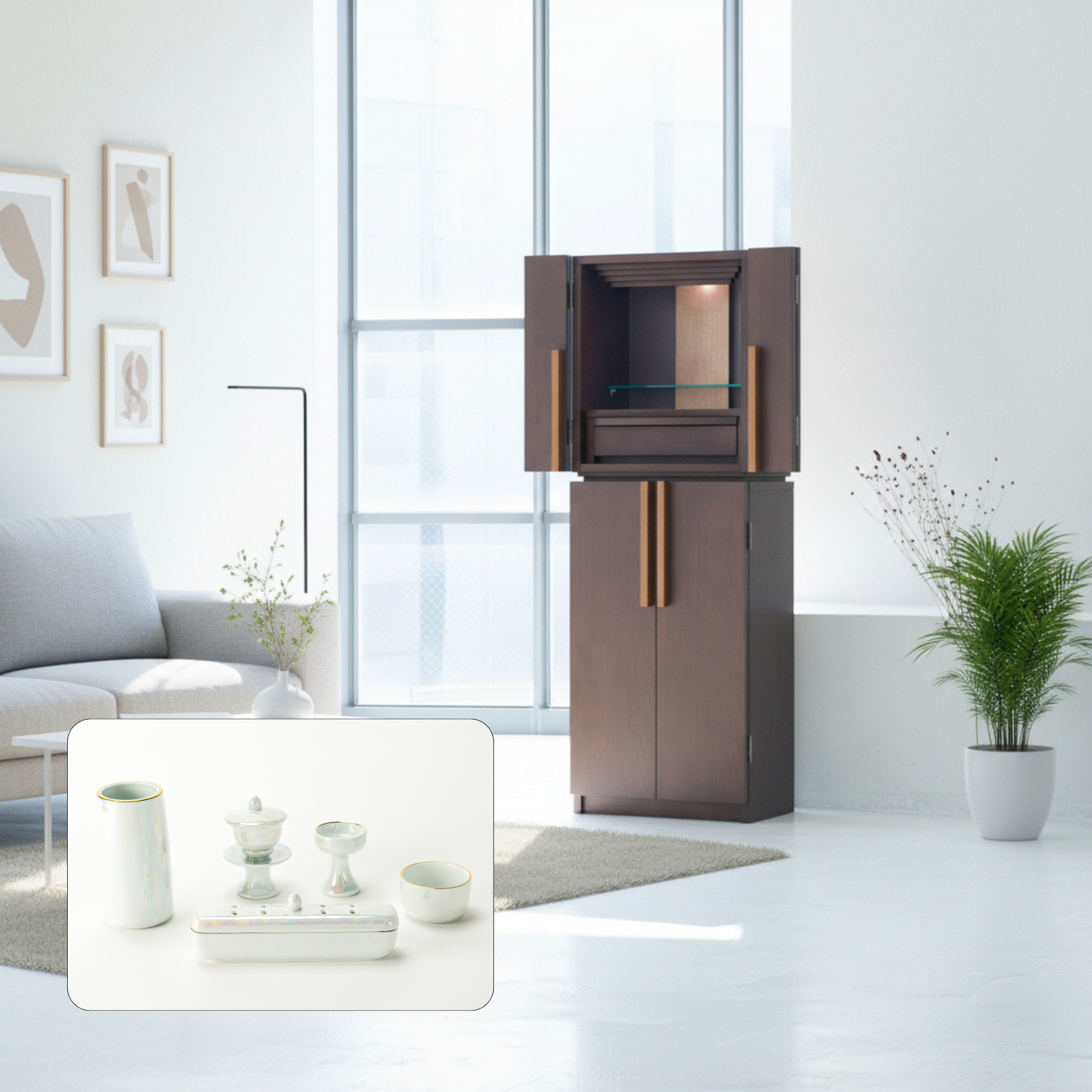 おぶつだん 『かなで』台付 ブラウン