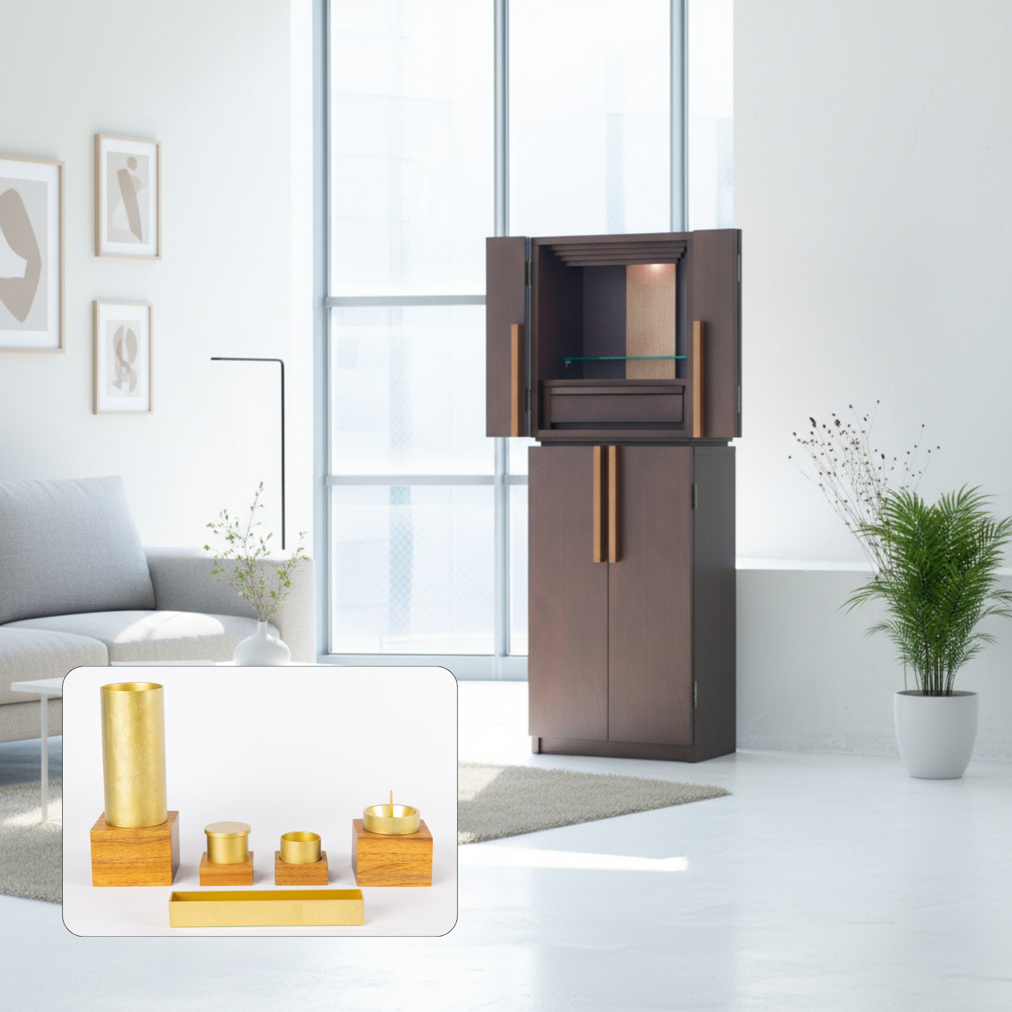 おぶつだん 『かなで』台付 ブラウン