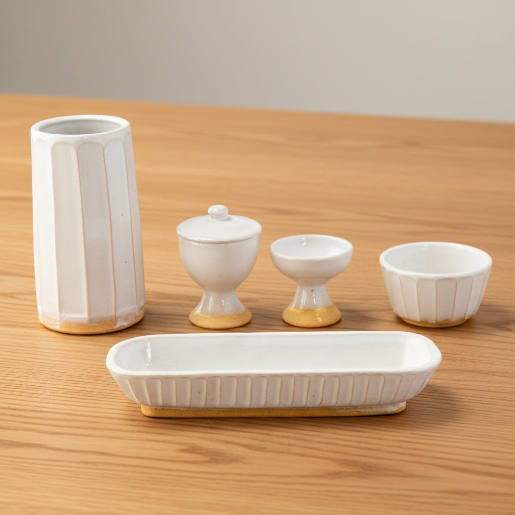 仏具セット　萩焼白釉