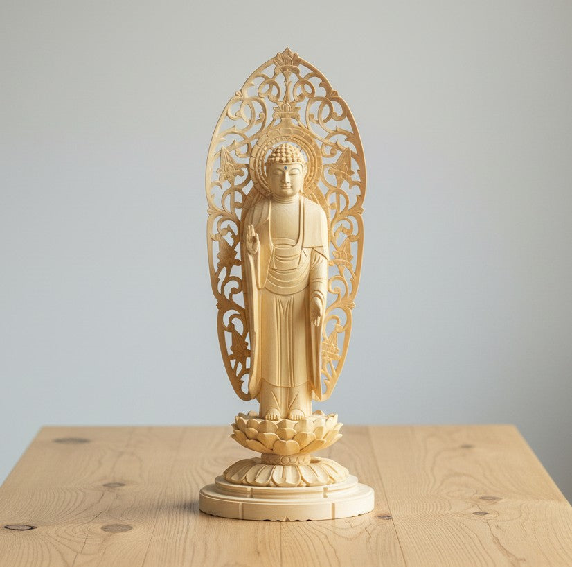 【浄土宗・時宗】阿弥陀如来 総白木製